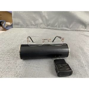 Bvlgari 2104B 102 Rimless Eyeglasses Glasses Silver Black w/ Swarovski Crystals